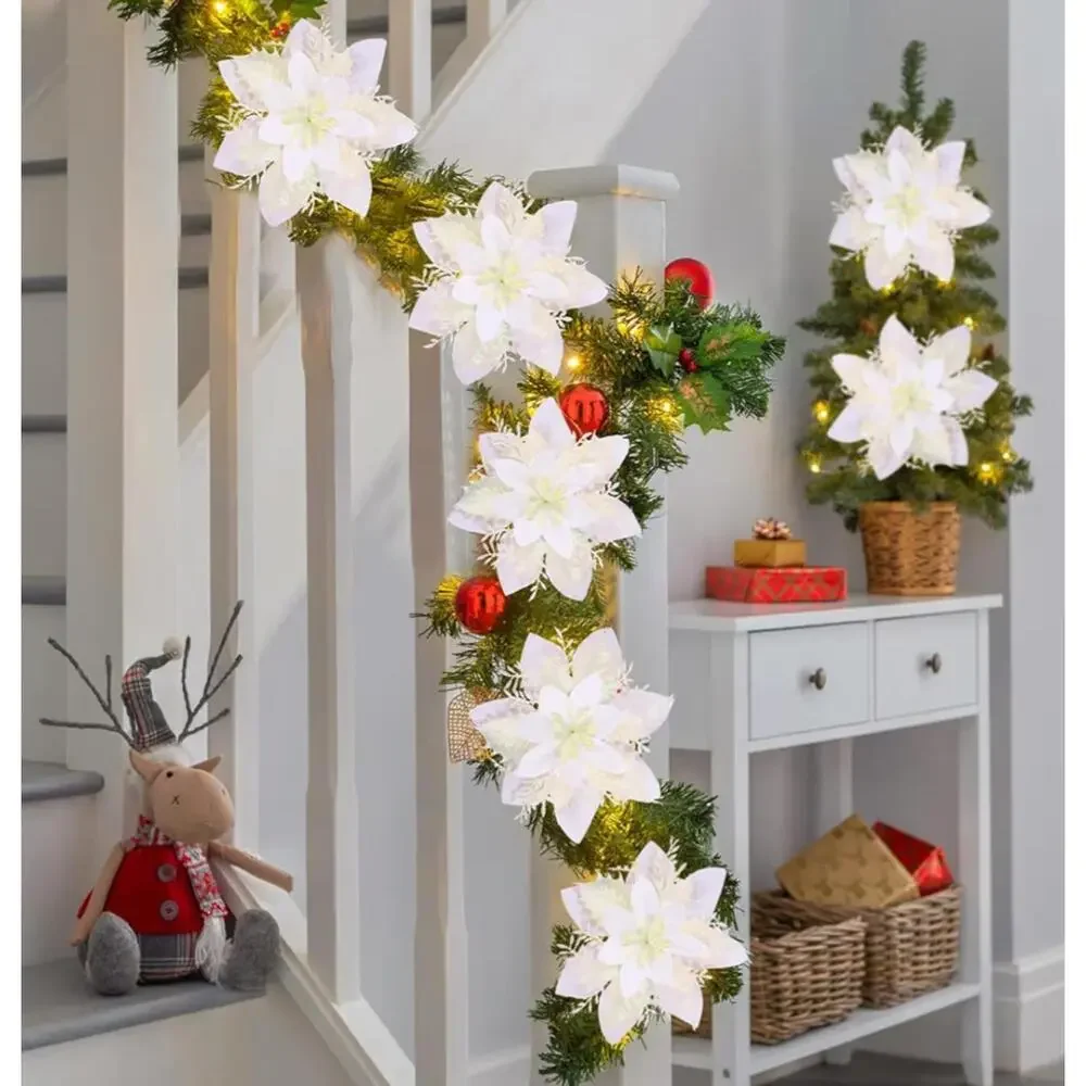 Beferr Artificial Poinsettia Christmas Tree Decorations 3 sets 54-Pieces Total